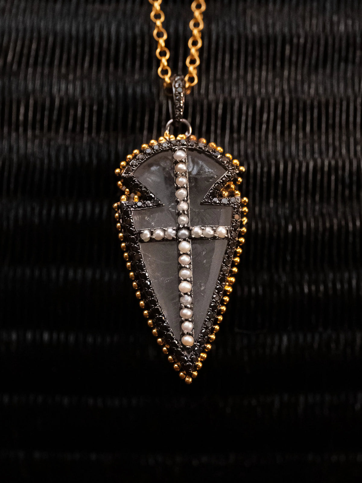 Amira (Petite): Clear Quartz & Black Diamonds