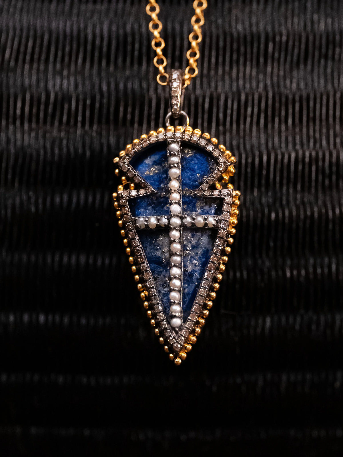 Amira (Petite): Lapis & Champagne Diamonds