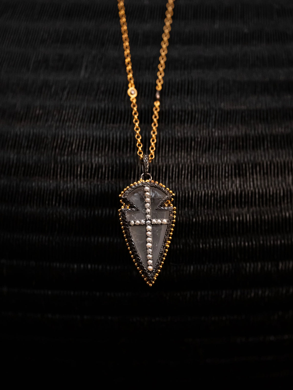 Amira (Petite): Clear Quartz & Black Diamonds