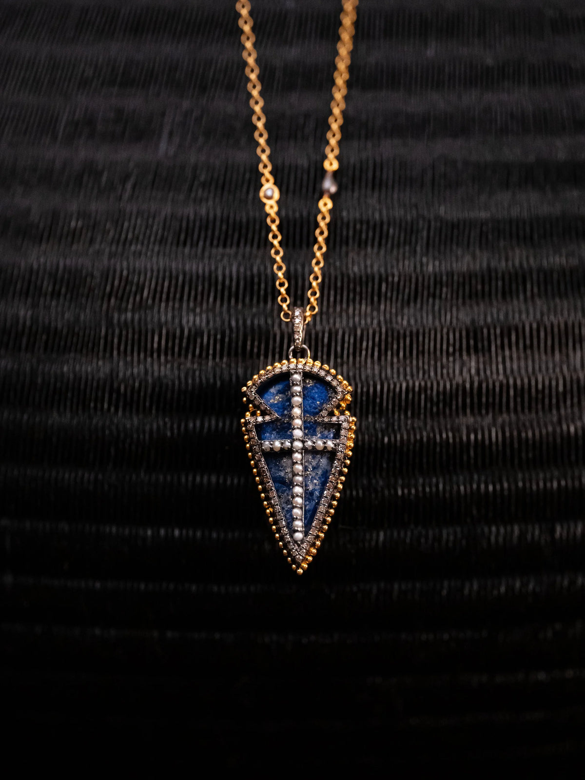 Amira (Petite): Lapis & Champagne Diamonds